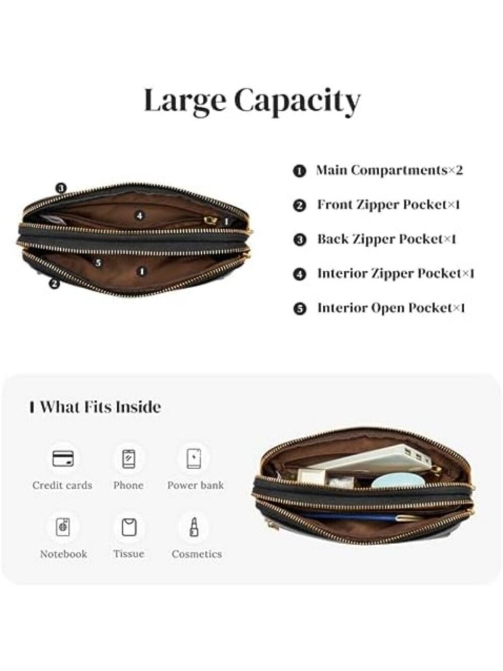 Genuine Leather Fanny Pack for Women | RFID Blocking Crossbody Sling Bag, Travel - Picture 6 of 6